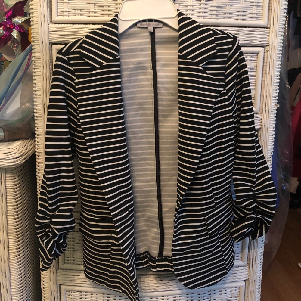 Black-and-White Striped Blazer